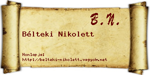 Bélteki Nikolett névjegykártya